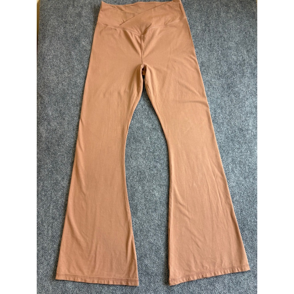 Pink Victoria's Secret Crossover V-Waist Flare Leggings Tan Large Yoga Pants